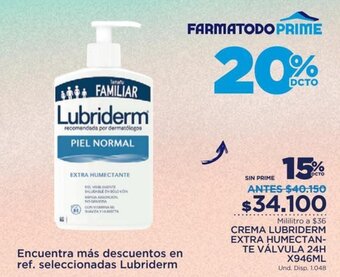 FarmaTodo Crema Lubriderm Extra Humectante Válvula 946ml oferta