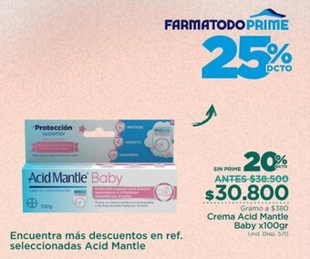 FarmaTodo Crema Acid Mantle Baby 100g oferta
