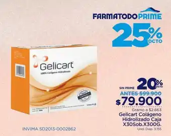 FarmaTodo Gelicart Colágeno Hidrolizado Caja 30 sob. 300g oferta