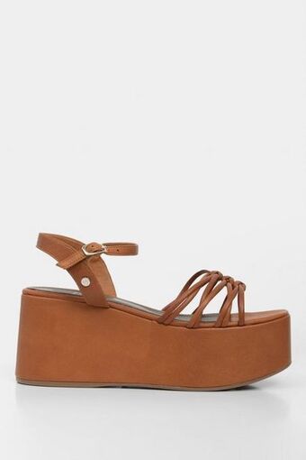 Vélez Sandalia plataforma ivory de cuero tiras delgadas miel oferta