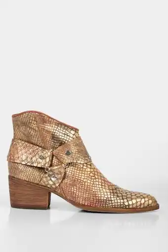 Vélez Botines tacón de cuero metalizado textura serpiente oferta