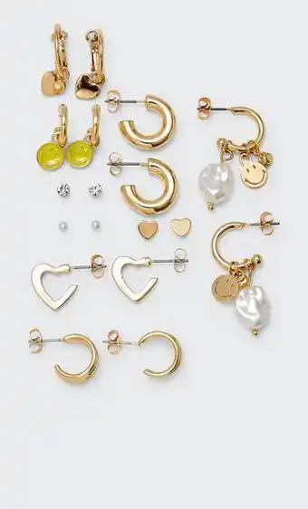 Stradivarius Set 9 pendientes smiley oferta