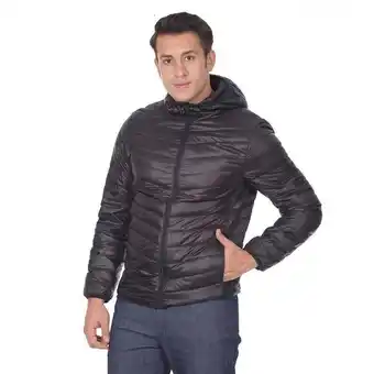 Los Tres Elefantes Chaqueta negra impermeable con capota oferta