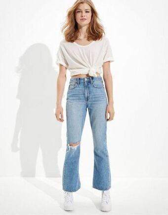 American Eagle Flare jean ae de tiro alto noventero con rotos oferta