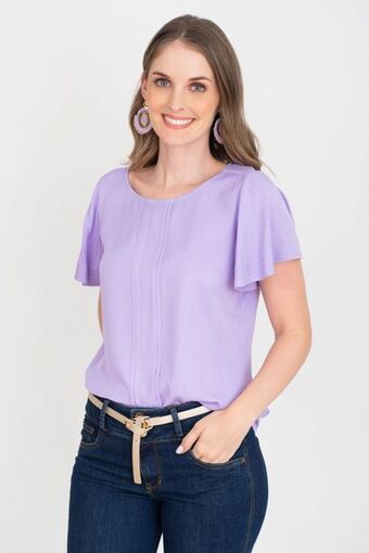 Unipunto Blusa manga corta campana escote redondo y alforzas. oferta