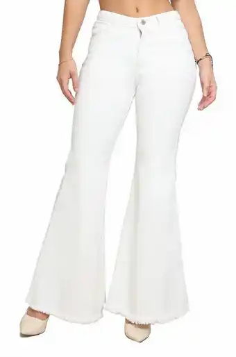 Joystaz Jeans Flare leg jean, un botón, cuatro bolsillos, color marfil. oferta