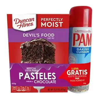 Aceite pam baking gratis mezcla para torta chocolate