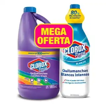 MegaTiendas Blanqueador clorox color x 1800 ml + clorox quitamanchas oferta