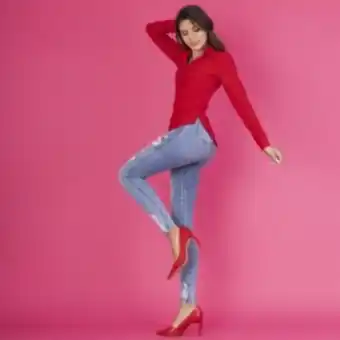 Ángel Jeans Jean tiro alto, ochentero extra relace , bota tubo, con bolsillos oferta