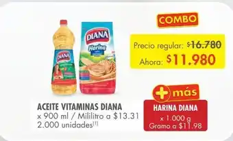 Metro Aceite vitaminas diana x 900ml + harina diana x 1000g oferta