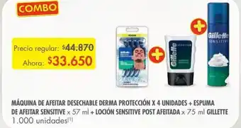 Máquina de afeitar 4un + espuma de afeitar + loción post afeitada