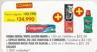 Crema dental colgate x 150ml + cepillo + enjuague bucal x 250ml