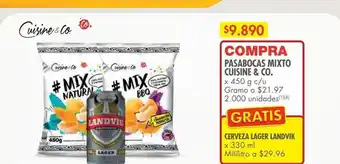 Metro Pasabocas mixto cuisine & co x 450g c/u gratis cerveza lager landvik x 330ml oferta