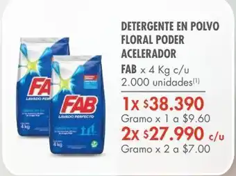 Metro Detergente en polvo floral poder acelerador fab x 4kg oferta