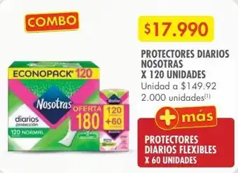 Metro Protectores diarios nosotras x 120un + protectores x 60un oferta