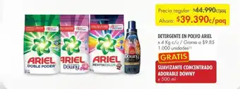 Detergente en polvo ariel x 4kg gratis suavizante downy x 500ml