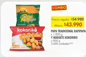 Papa tradicional rapipapa x 1000g y nuggets kokoriko x 900g
