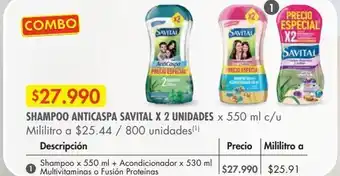 Metro Shampoo savital 2 un x 550ml c/u oferta