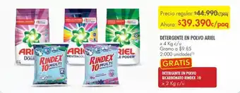 Metro Detergente en polvo ariel x 4kg gratis detergente rindex x 2kg oferta
