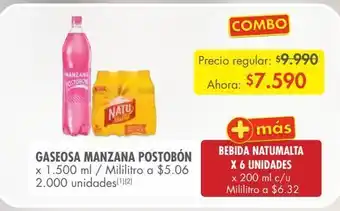 Gaseosa manzana postobón x 1500ml + natumalta 6un x 200ml