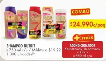Metro Shampoo nutrit x 750ml + acondicionador keratinmax x 550ml oferta