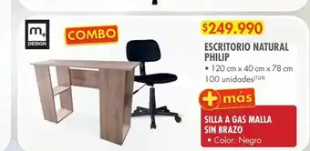 Metro Escritorio natural + silla a gas malla sin brazo philip oferta