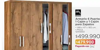 Easy Armario 6 puertas, 1 cajón y 1 cajón para zapatos 148x47x183cm oferta