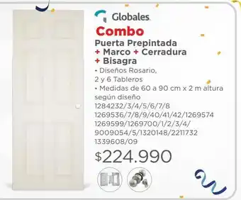 Combo puerta prepintada + marco + cerradura + bisagra