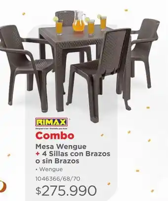 Easy Mesa wengue + 4 sillas con brazos o sin brazos oferta