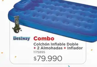Colchón inflable doble + 2 almohadas + inflador