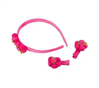 Set de accesorios para cabello, 3 piezas, rosado y fucsia
