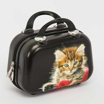 Panamericana Neceser con cremallera, diseño gato, negro oferta