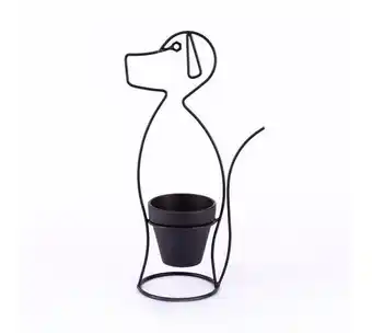 Panamericana Matera negra de soporte metálico con diseño de perro oferta
