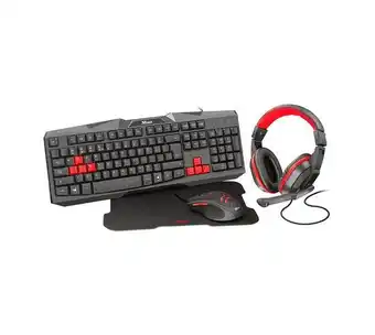 Panamericana Combo gamer 4 en 1 trust ziva: teclado + audífonos + mouse + pad mouse oferta