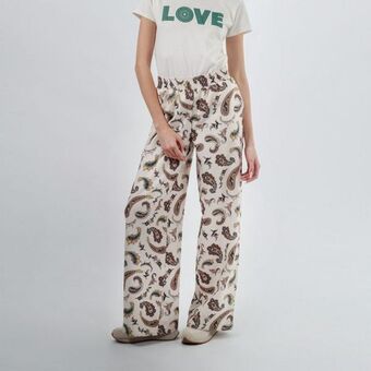 Fuera de Serie Pantalón multicolor tiro alto bota flare oferta