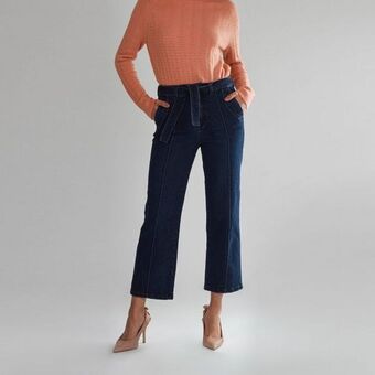 Fuera de Serie Jean mom tiro alto tipo crop oferta
