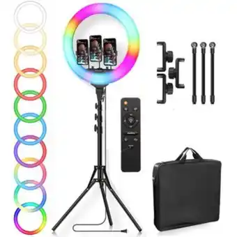 Linio Aro de luz regulable 45cm rgb 18inch estudio kit + trípode oferta