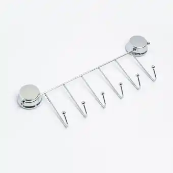 Panamericana Perchero metálico con 6 ganchos, color plateado, 37 x 10 cm oferta