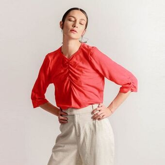 Fuera de Serie Blusa cuello v manga ¾ oferta