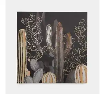 Panamericana Cuadro canvas diseño cactus con lentejuelas doradas oferta