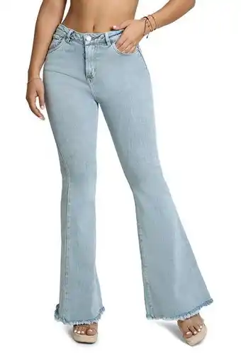 Joystaz Jeans Wide leg, levanta cola, bota desflecada, un botón, cuatro bolsillos, color índigo oferta