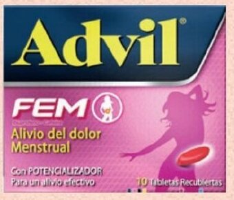 FarmaTodo Advil Fem Tabletas Caja 10Tab. Pfizer Ibuprofeno Cafeína oferta