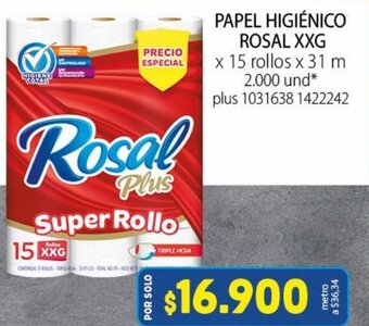 Colsubsidio Papel Higiénico Rosal XXG 15 Rollos x 31m oferta