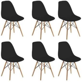 Linio Kit 6 sillas eames patas en madera para comedor - sala oferta