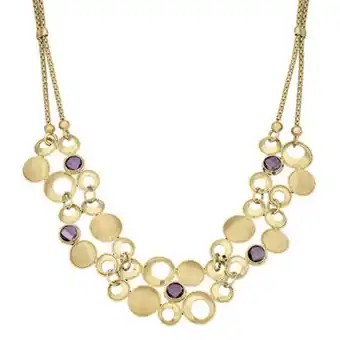 Gargantilla en oro amarillo de 18 kilates con visos satinado, pop corn, con amatistas, 40 cm. de largo, 1.50 mm. de ancho