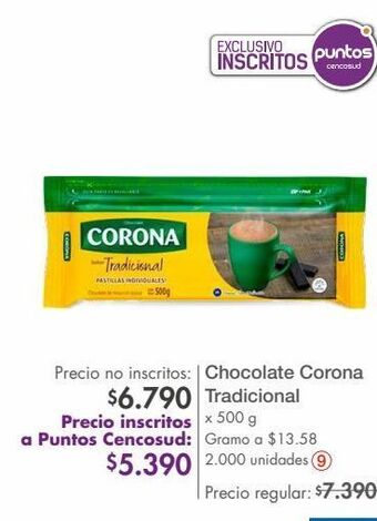 Metro Chocolate corona tradicional x 500g oferta