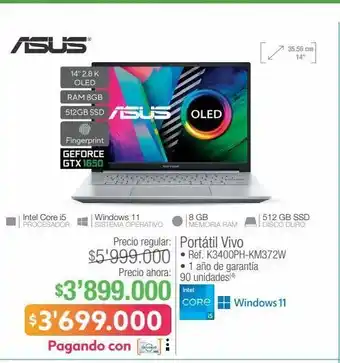 Jumbo Asus portátil vivo • ref. k3400ph-km372w oferta