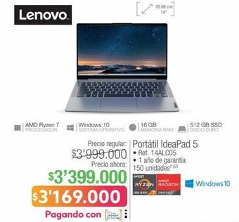 Jumbo Lenovo portátil ideapad 5 • ref. 14alc05 oferta