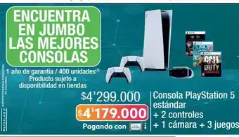 Consola playstation 5 estándar + 2 controles + 1 cámara + 3 juegos