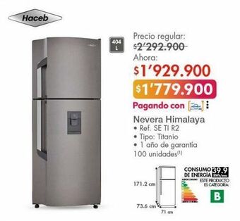 Metro Nevera haceb 404l oferta